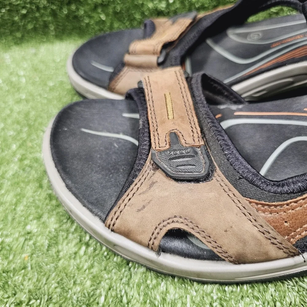 Ecco Yucatan Brown Leather Strappy Athletic Outdoor Hiking Sandals Mens 47 US 13